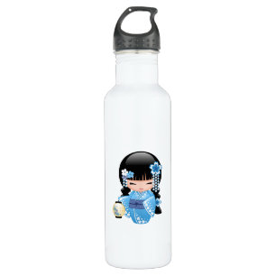 Winter Kokeshi Puppe - blaues Trinkflasche