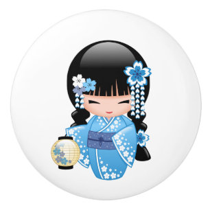 Winter Kokeshi Puppe - niedliches japanisches Keramikknauf