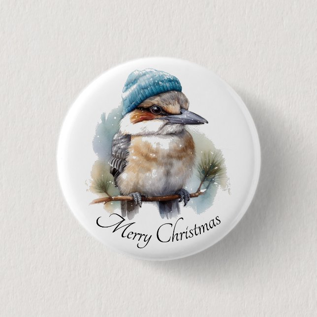 Winter-Kookaburra-Wünsche, individuell Button (Vorderseite)