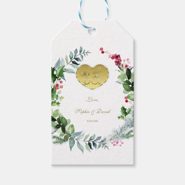 Winter Kranz 50. Hochzeit machen wir noch Geschenkanhänger (Vorderseite)