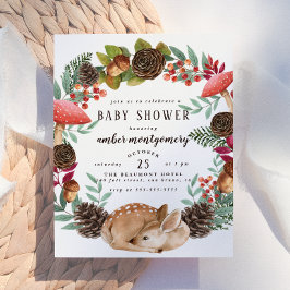 Winter Kranz & Baby Deer Woodland Baby Dusche Einladungspostkarte