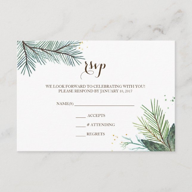 Winter-Kranz der Hochzeitskarte RSVP Karte (Vorderseite)