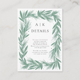 Winter Kranz Moderne Hochzeitdetails Grün Begleitkarte