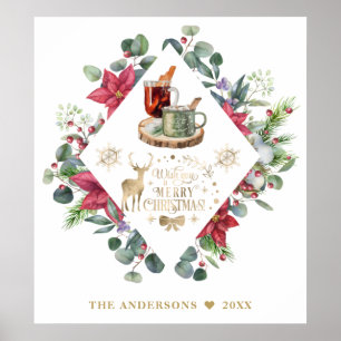 Winter Kranz Script wünschen Ihnen ein frohes Weih Poster