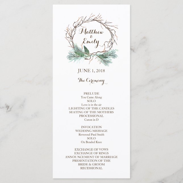 Winter-Kreide-Hochzeitsprogramm Programm (Vorderseite)