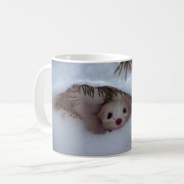 Winter - Kurz-geschliffenes Weasel Tasse (Vorderseite Links)