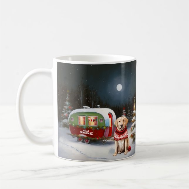 Winter Labrador Caravan Weihnachtsabenteuer Kaffeetasse (Links)