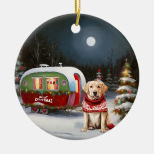 Winter Labrador Caravan Weihnachtsabenteuer Keramik Ornament