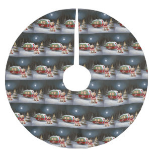 Winter Labrador Caravan Weihnachtsabenteuer Polyester Weihnachtsbaumdecke