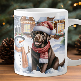 Winter Labrador Retriever Puppy Dog Snowman Jumbo-Tasse