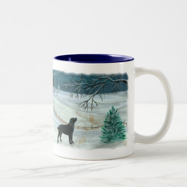 Winter-Labrador-Tasse Zweifarbige Tasse (Rechts)