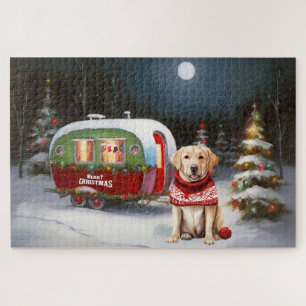 Winter-Labrador-Wohnwagen-Weihnachtsabenteuer Puzzle