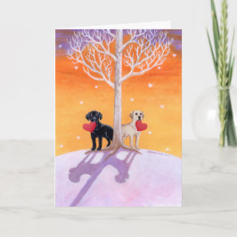 Winter Labradors Painting Karte