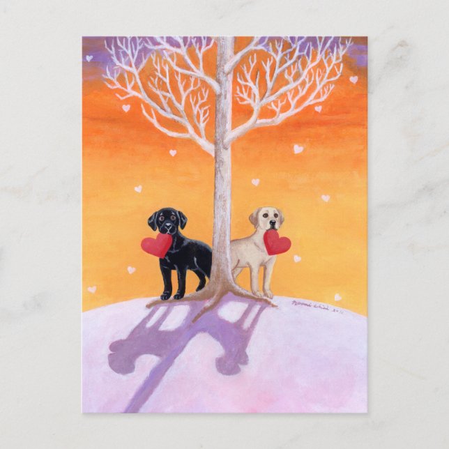Winter Labradors Painting Postkarte (Vorderseite)