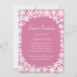 Winter Lace 16 . Geburtstag Einladung - pink