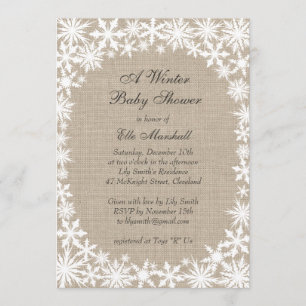Winter-Lace auf Jute-Baby-Shower-Einladung Einladung