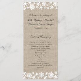 Winter Lace on Burlap Wedding Programm