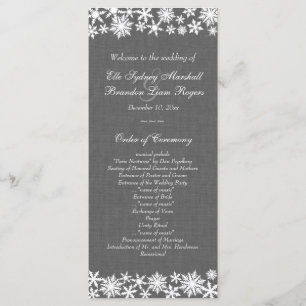 Winter Lace on Gray Linen Wedding Program Programm