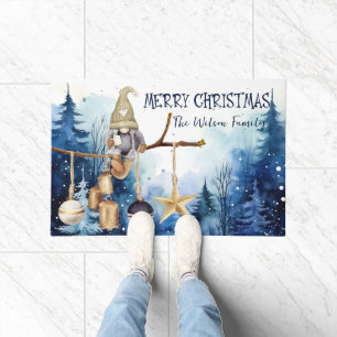 Winter Lady Gnome Blue Forest Frohe Weihnachten Fußmatte
