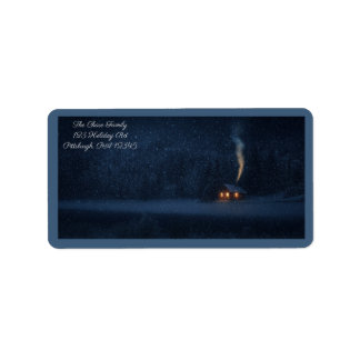 Winter Lakeside Cabin Adressaufkleber