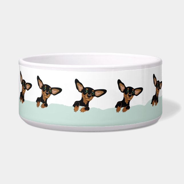 Winter landscape dachshund silhouette pet bowl napf (Vorderseite)