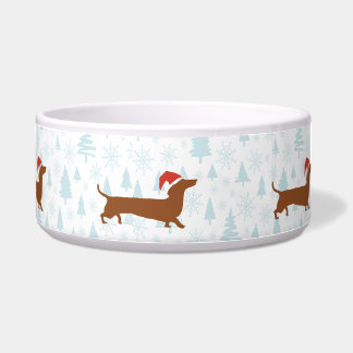 Winter landscape dachshund silhouette pet bowl napf