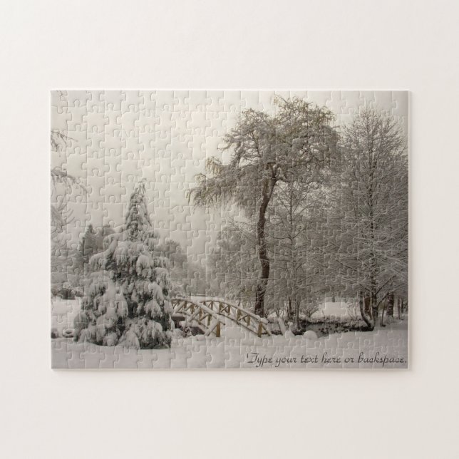Winter Landscape Puzzle Personalized Winter Bridge (Horizontal)