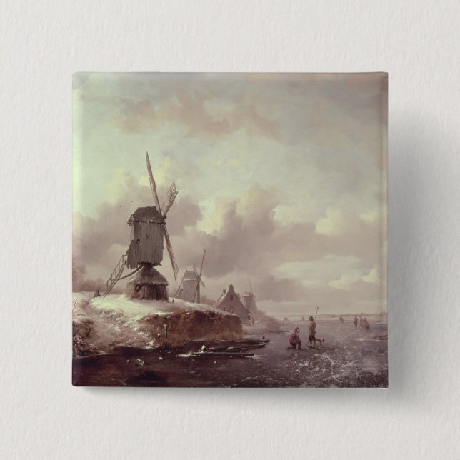 Winter-Landschaft 3 Button (Vorderseite)