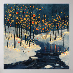 Winter Landschaft Fluss Impressionist Style Poster