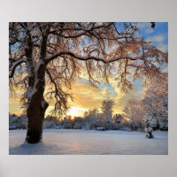 Winter Landschaft im Grünen bei Sonnenuntergang