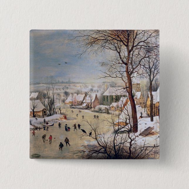 Winter-Landschaft mit Birdtrap, 1601 Button (Vorderseite)