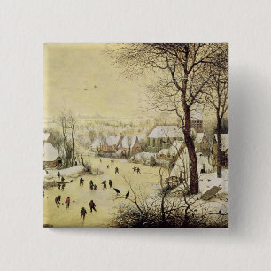 Winter-Landschaft mit Skatern Button