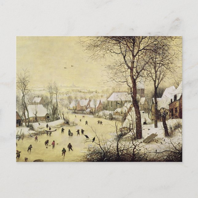 Winter-Landschaft mit Skatern Postkarte (Vorderseite)