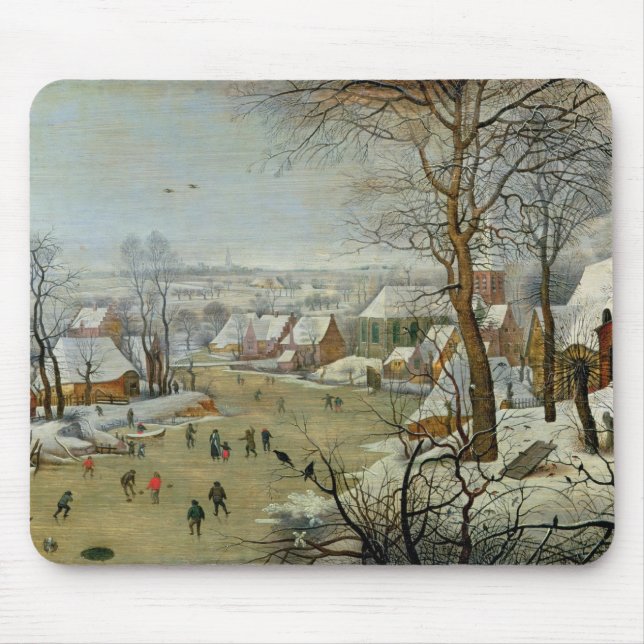 Winter-Landschaft mit Skatern und einer Mousepad (Vorne)