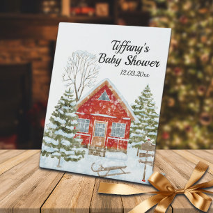 Winter Landschaft Red House Kinderdusche Sockelschild