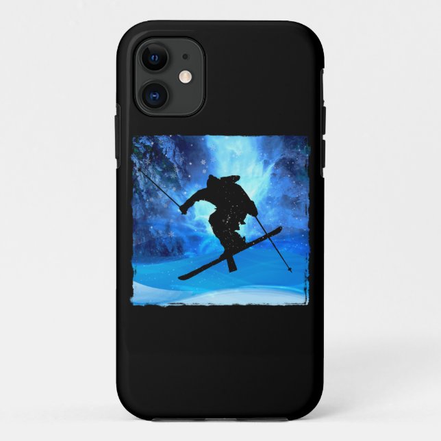 Winter-Landschaft und Freistil-Skifahrer Case-Mate iPhone Hülle (Rückseite)