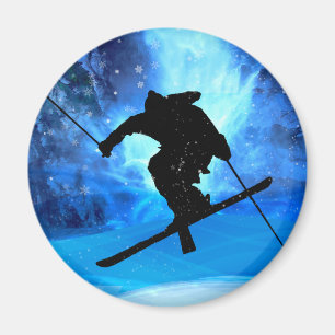 Winter-Landschaft und Freistil-Skifahrer Magnet