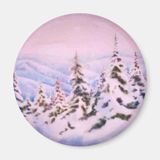 Winter Landschaftsmagnet Magnet (Vorne)