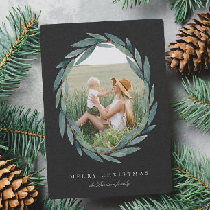 Winter Laurel   Holiday Photo Card Feiertagskarte