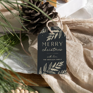 Winter Laurel Personalized Merry Christmas Geschenkanhänger