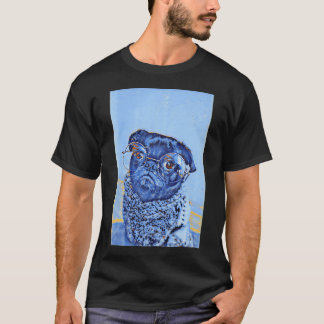 Winter-Lehrer-Brille Pop-Art-Porträt Welpe Pug  T-Shirt