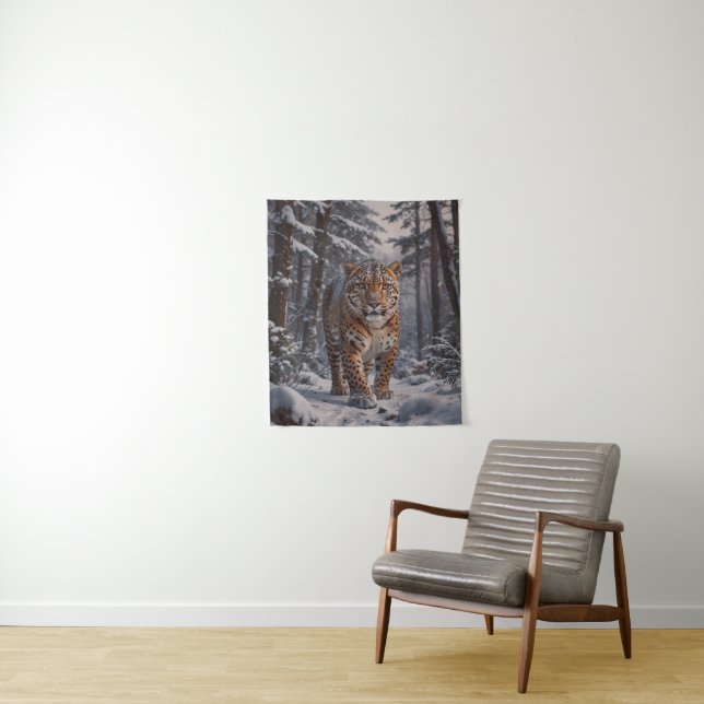 Winter Leopard Tapestry Wandteppich (Beispiel)