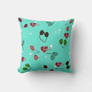 Winter Liebe Mitten und Schneeflockenmuster Kissen