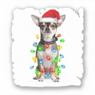 Winter Light Chihuahua Xmas Color Light Aufkleber