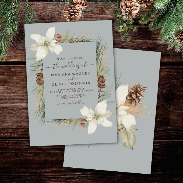 Winter Light Grey Elegante Script Wedding Einladung (Von Creator hochgeladen)