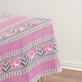 Winter Light Pink und White Christmas Fair Isle Tischdecke
