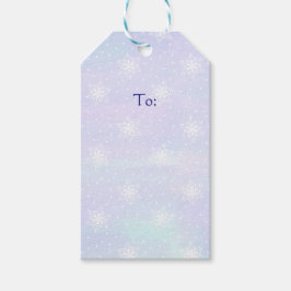 Winter Lila Blue Sky White Snowflakes Polka Dots Geschenkanhänger