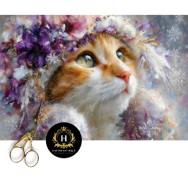 Winter Lila Blumenkatze Dekoupage Craft Papier