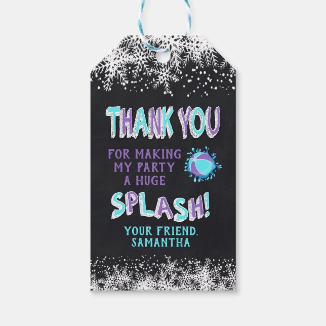 Winter Lila Danke, dass Sie kommen Pool Gastgesche Geschenkanhänger (Vorderseite)