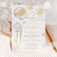 Winter Lila & Gold Snowflake Babydusche